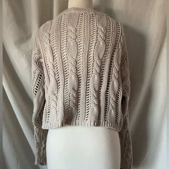 Beige Bronze Studded Open Knit Sweater sz M - Picture 7 of 8